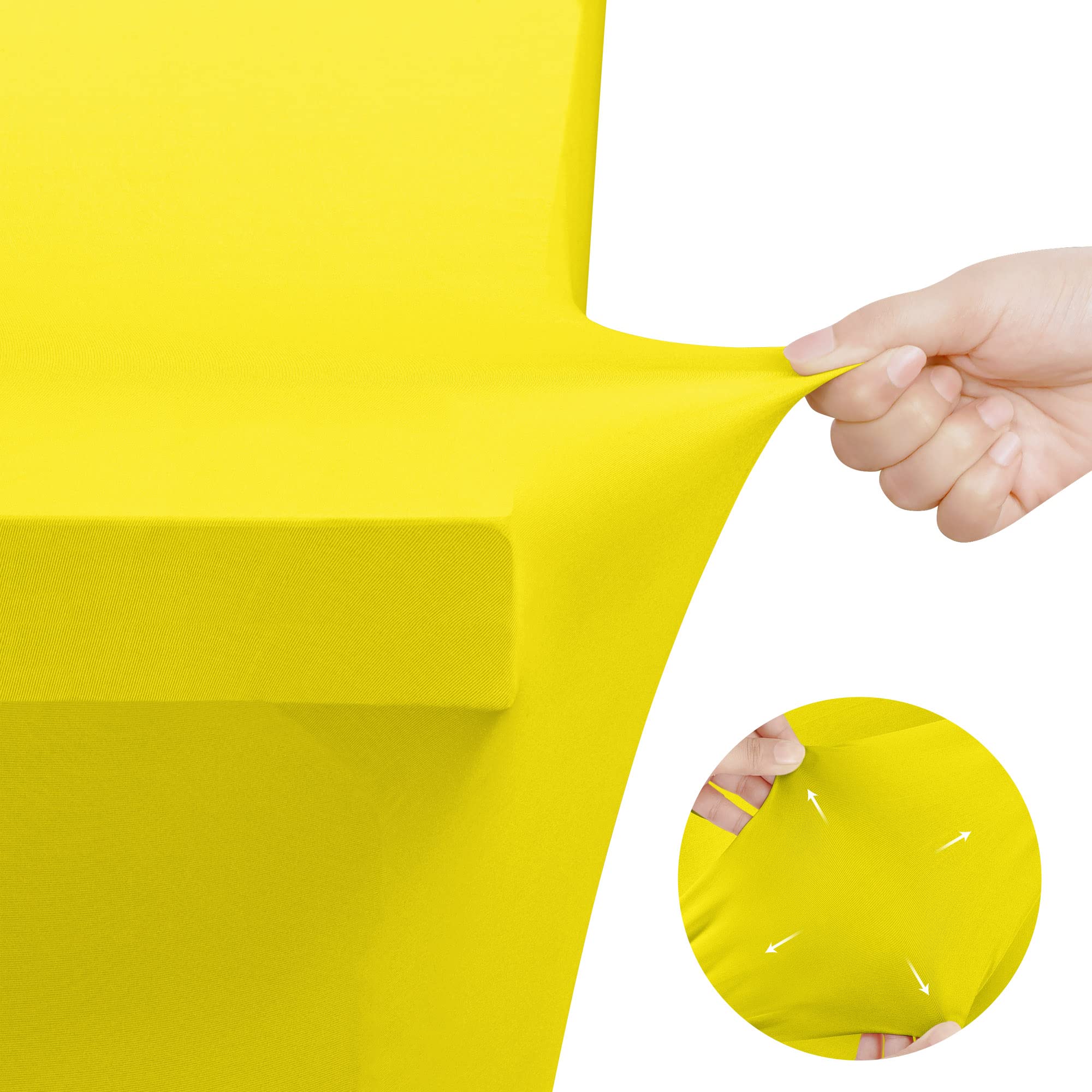 Utopia Kitchen Nappe de Table Extensible [6 Pieds, 183 cm] Couverture de Table en Polyester et Spandex - Lavable en Machine et Infroissable (Lot de 2, Jaune)