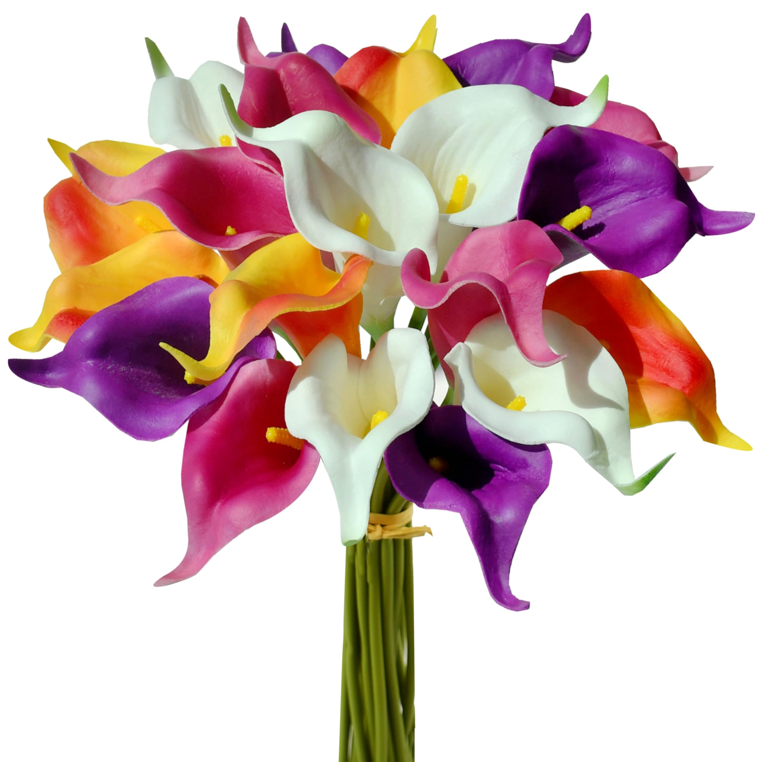Mandy's PU Colorful Calla Lily Artificial Flowers 20 Stems 13.5in Faux Realistic Centerpiece for Thanksgiving and Christmas Decorations DIY Bridal Bouquet Home Décor