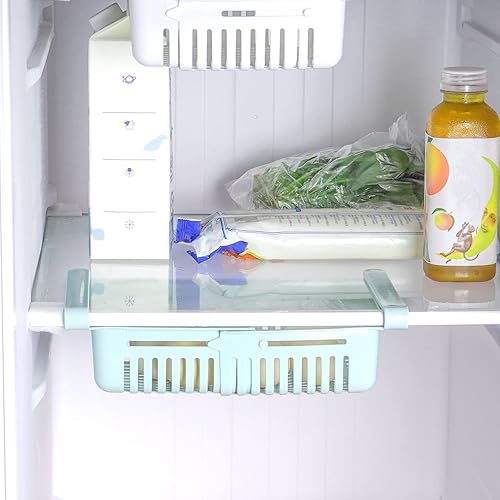 Miniatura 6 de Organizador de cajones para refrigerador, 2 paquetes, caja de almacenamiento retráctil para refrigerador, diseño único, caja de almacenamiento