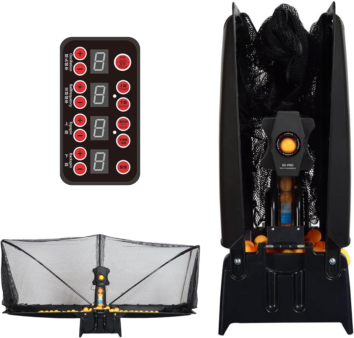 Table Tennis Robot, Ping Pong Robot with Adjustable Speed, Spin & Frequency, Ball Recycling Net, 300+ Ball Capacity for Home, School & Club Practice