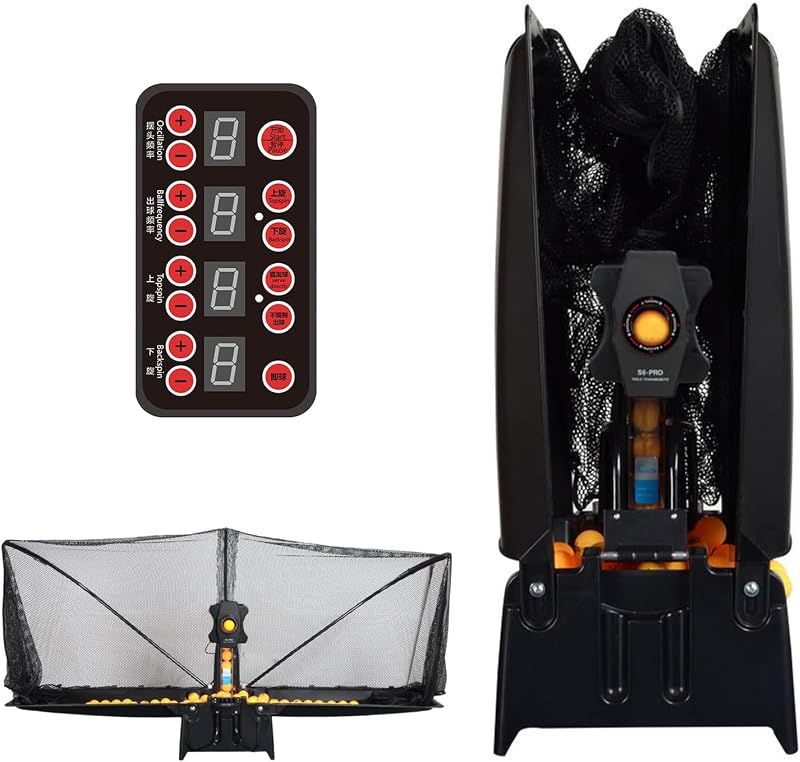Table Tennis Robot, Ping Pong Robot with Adjustable Speed, Spin & Frequency, Ball Recycling Net, 300+ Ball Capacity for Home, School & Club Practice