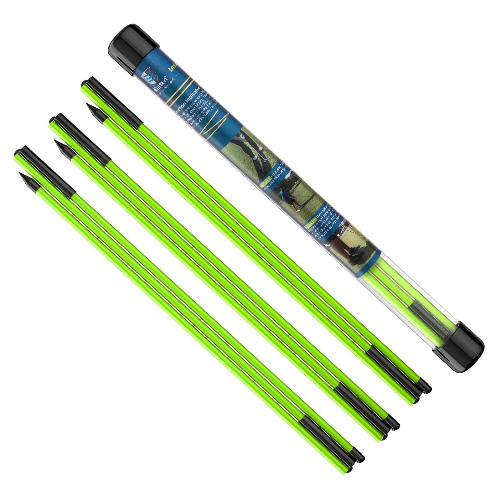 MoKo Golf Alignment Stick, 3 Set Golf Alignment Rods, 48" Collapsible Alignment Stick Golf Training Aid for Aiming, Putting, Posture Corrector, Golf Practice Sticks with Clear Tube Case, Green — image 1