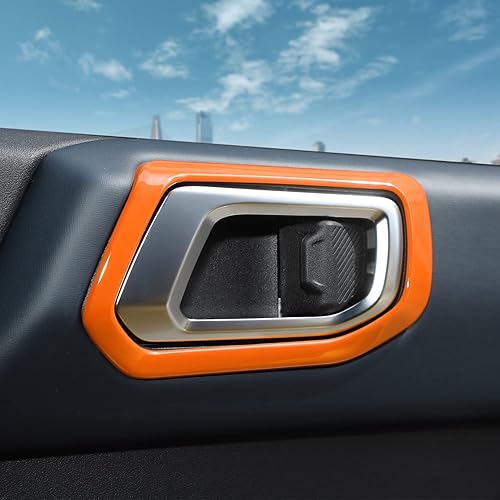 Miniatura 7 de RAZPOY Cubierta de Manija de Puerta Interior Trim Compatible con Ford Bronco 2021-2025 Accesorios Interiores, Naranja