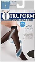 Vista 3 de Truform - Calcetines de compresión traslúcidos, 15-20 mmHg, para mujer, hasta la rodilla, puntera abierta, 20 Denier, color nude, talla 2XL
