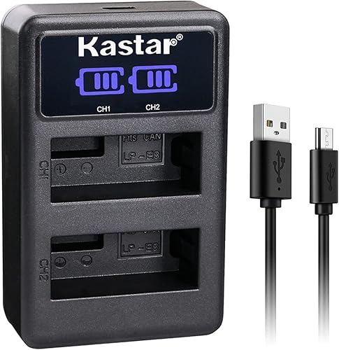 Kastar LP-E8 LED2 Cargador de batería USB compatible con Canon EOS Rebel T2i, Rebel T3i, Rebel T4i, Rebel T5i, EOS 550D, 600D, 650D, 700D, EOS Kiss