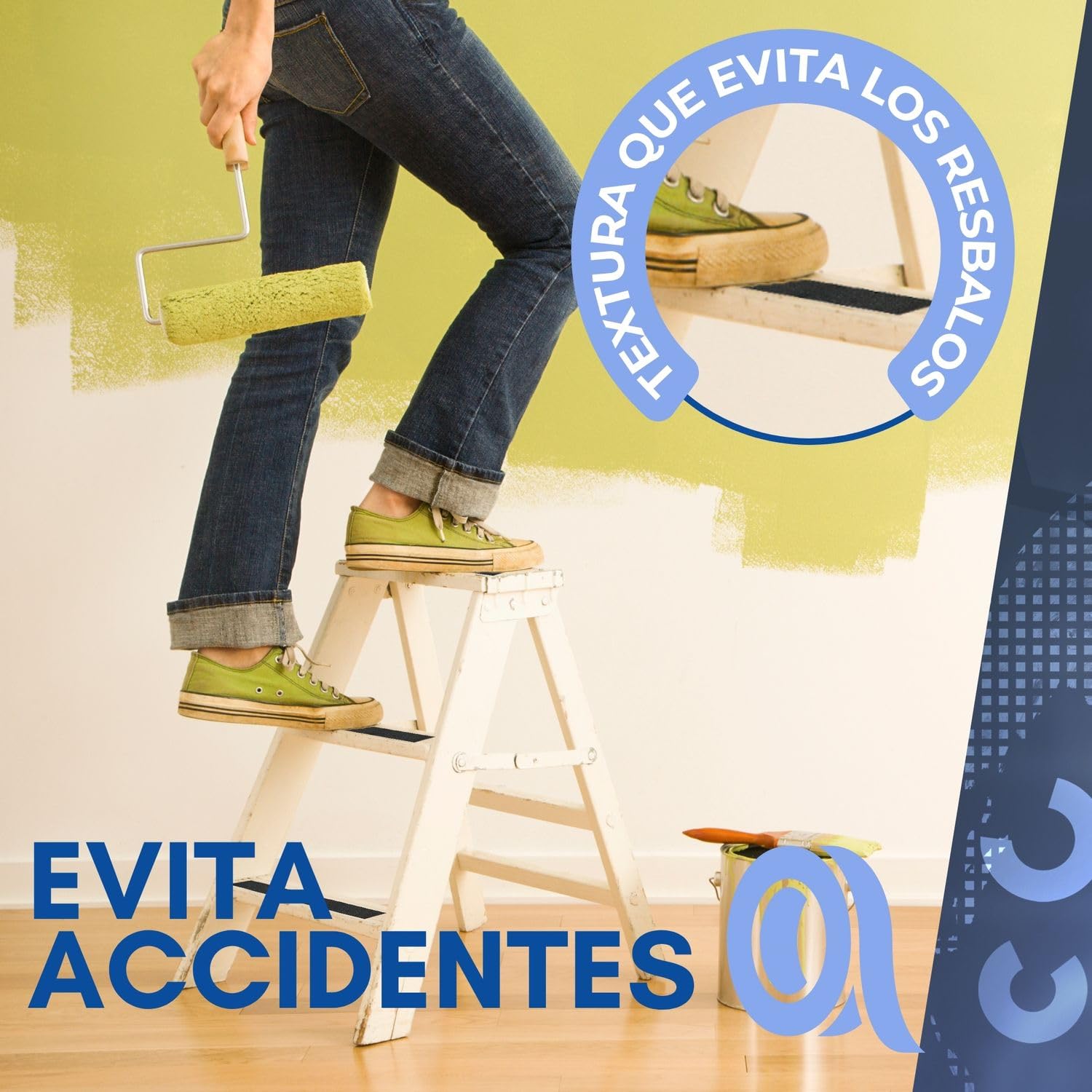 Cinta Antideslizante Escaleras Suelo Exterior 10 Metros | Cinta Antideslizante Seguridad Interior y Exterior | Rollos de 5cm x 10m o Luminiscente 5m x 5m (1 Cinta Antideslizante 5cm x 10m)