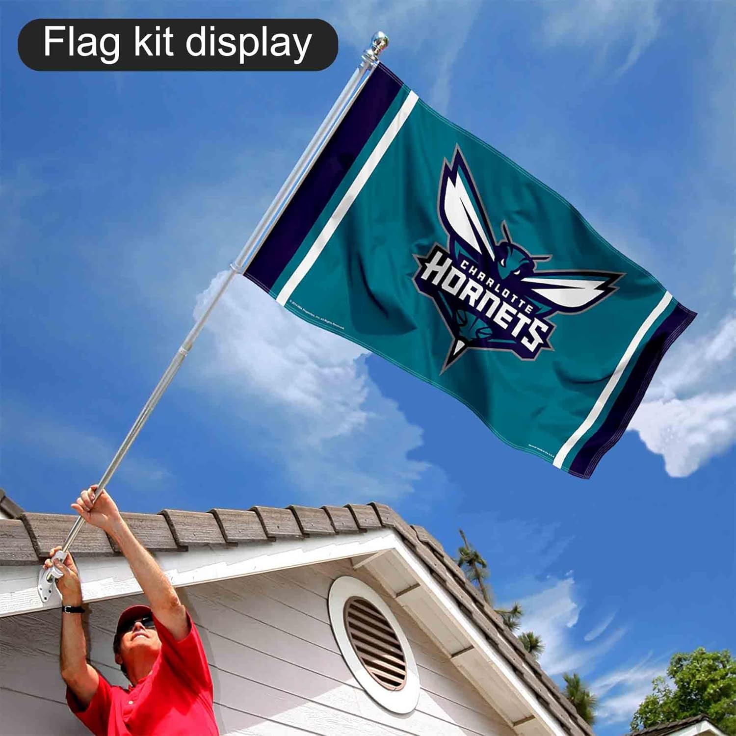 Charlotte Hornets Flag Pole and Bracket Set