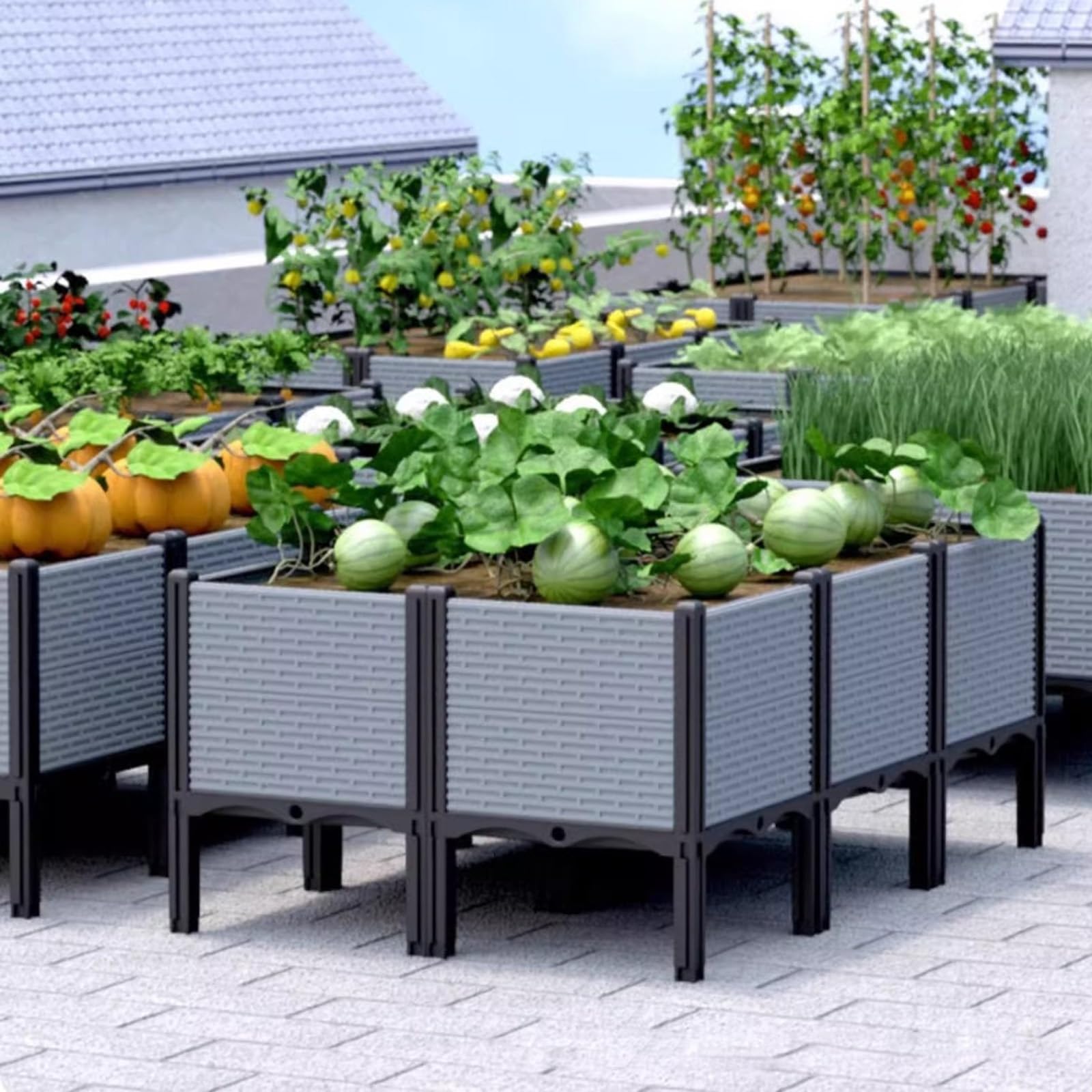 Orto Verticale, Fioriera da Esterno in PP, Fioriere da Giardino Rialzate per Terrazza e Balcone (Profondità Interna 15cm)