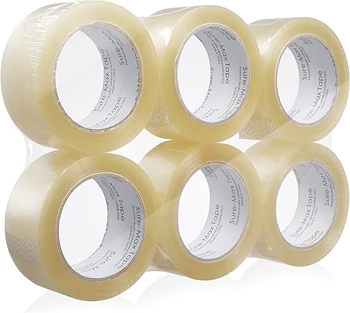 Miniatura 2 de Sure-Max Cinta de embalaje de cartón premium de 1.8 mil 330 pies (110 yardas), transparente, 6 rollos