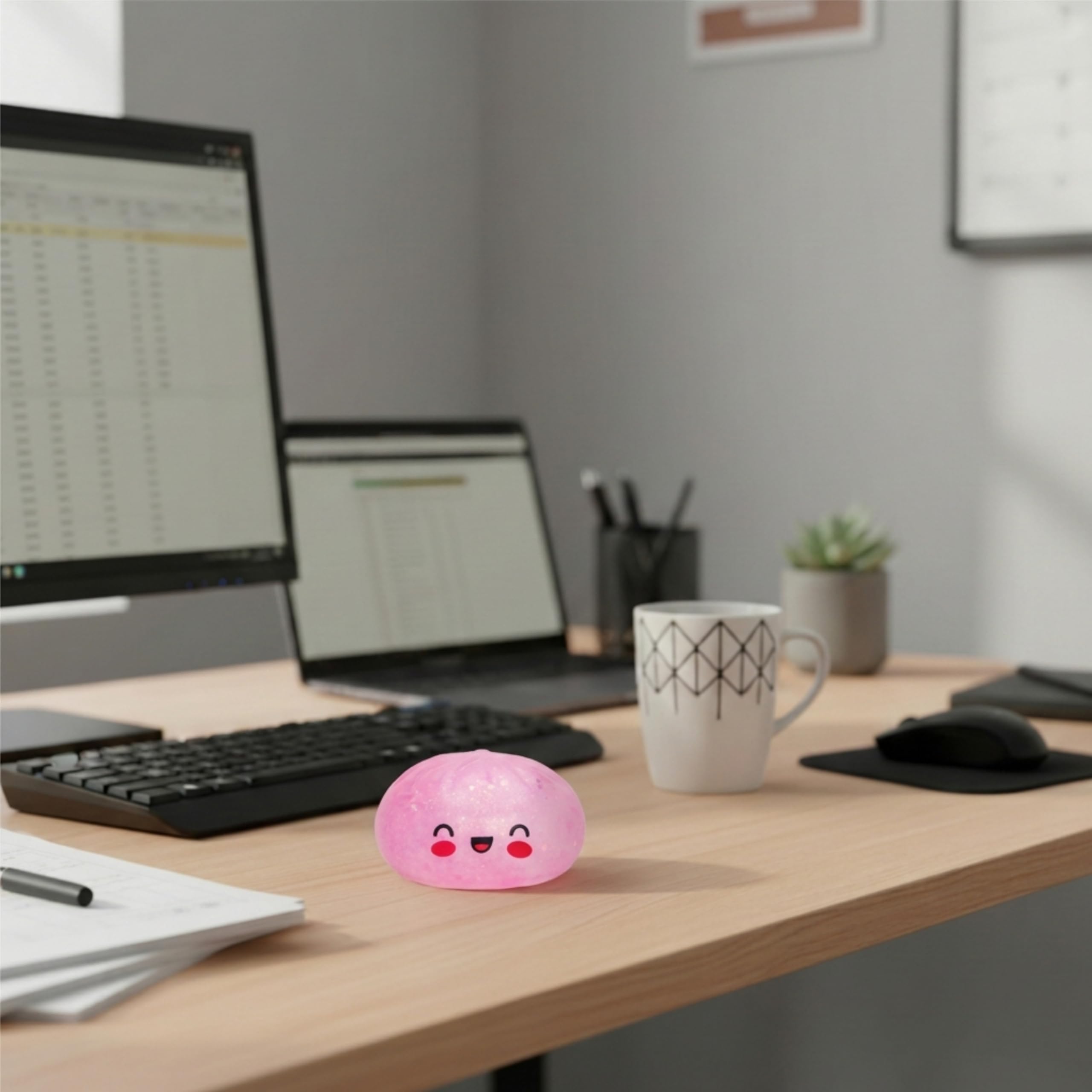 Toyland Bao Lumineux Anti-Stress – Squishy En Forme De Bao, 8 Cm, Boîte Vapeur Réutilisable, Stimulation Sensorielle, Dès 3 Ans