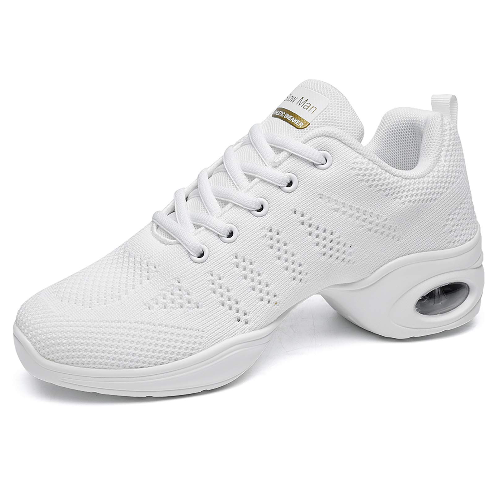 Women's Jazz Shoes Lace-up Sneakers - Breathable Air Cushion Lady Split Sole Athletic Walking Dance Shoes Platform
