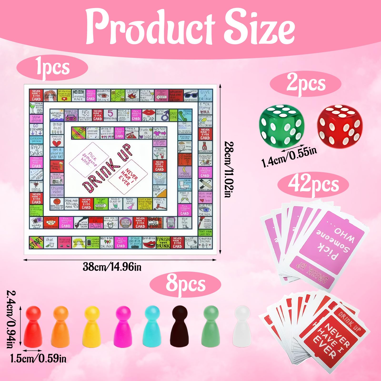 SrgPui Drinking Games, Adult Party Board Game, Fun Drinking Games for Adults Girls Night, Bachelorette Parties, 2-8 Players - Image 2