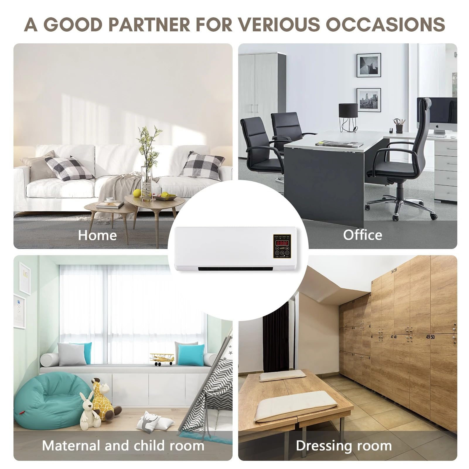 Climatiseur, climatiseur portable mural double mode avec refroidissement intelligent, unité de climatisation portable ultra-silencieuse avec télécommande et minuterie