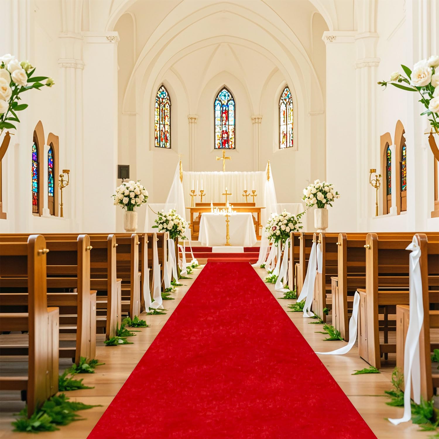 FUHSY Red Carpet Runner for Party Aisle Runner for Wedding Ceremony 3FTx15FT Velvet Carpet Wedding Aisle Decorations Red Runway Rug Movie Theme Party