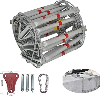 Fire Escape Ladder, Emergency Fire Escape Ladder, 2-5 Story Portable Safety Reusable Ladder for Adults with Anti-Slip Rungs and Wide Steps for Windows and Balcony, Weight Up to 450KG-12m