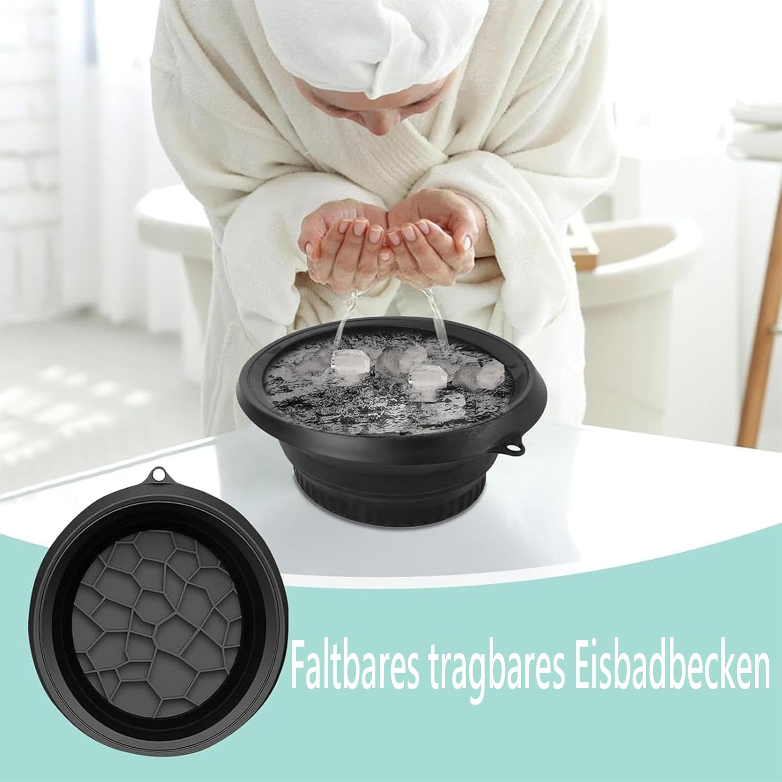 Eisbad Mit Kühlung, Eisbaden, Eisbad, Schüssel Faltbar, Face Ice Bath Bowl, Ice Facial Folding Washbasin, Portable Face Ice Bath Water Chiller for Reduce Puffiness, Für Die Tägliche Pflege