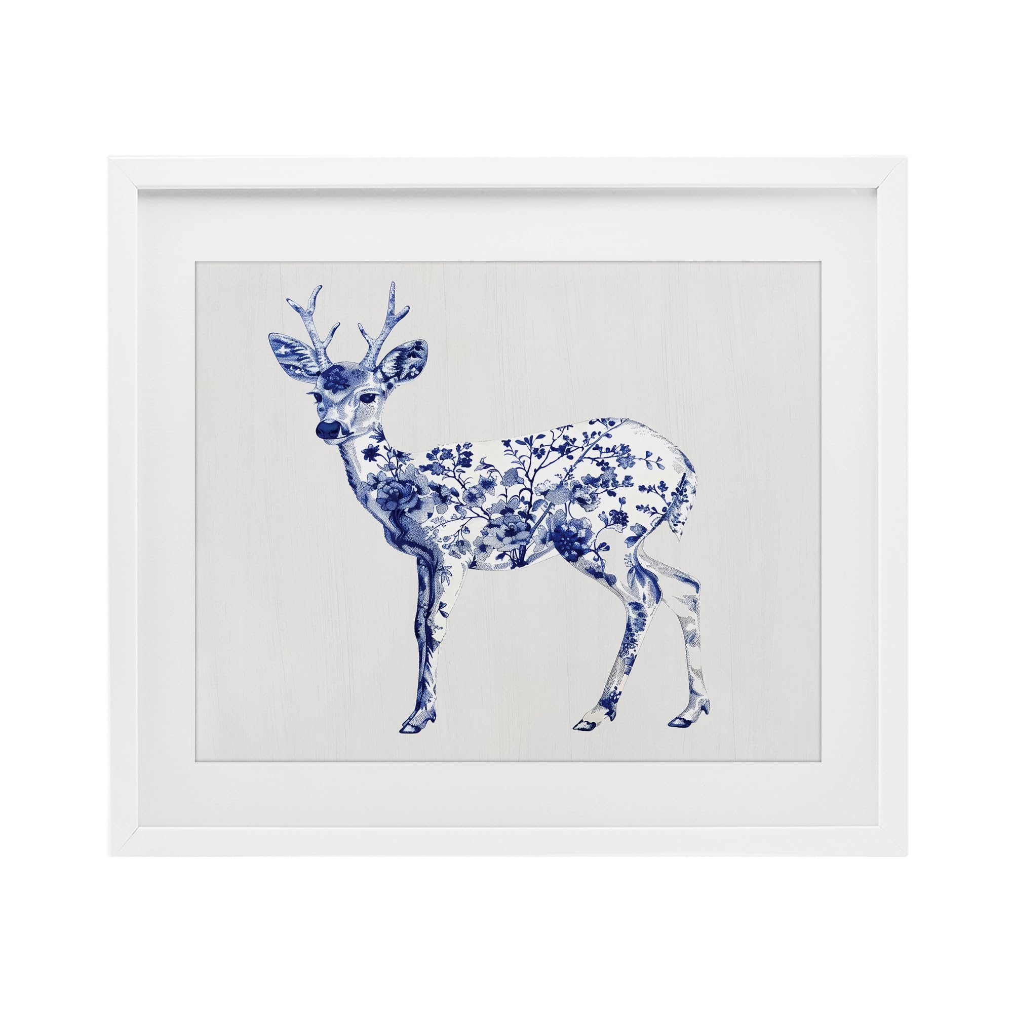 'Graceful Toile Deer'| Framed Print Under Glass