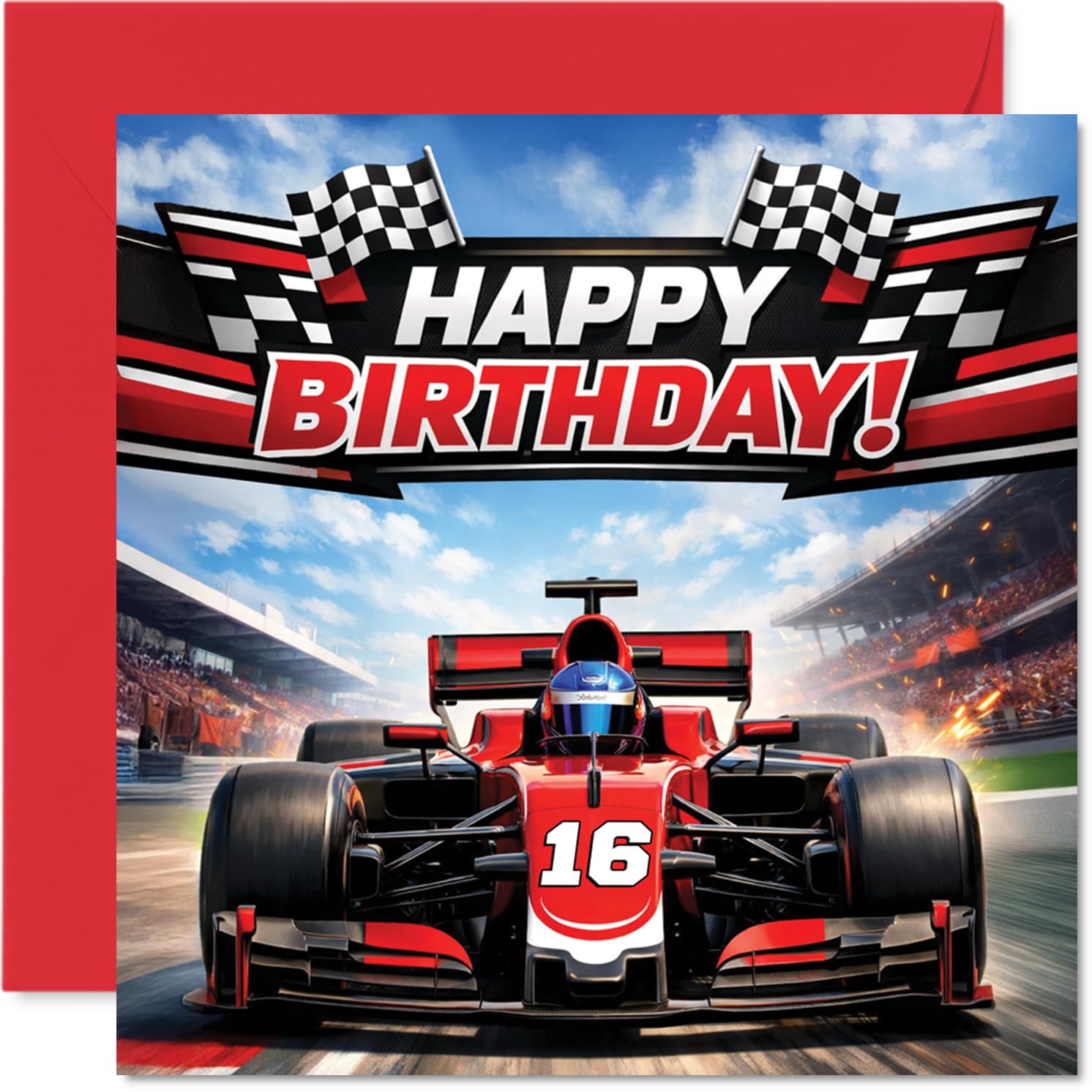 Playful 16th Birthday Card, Start Your Engines