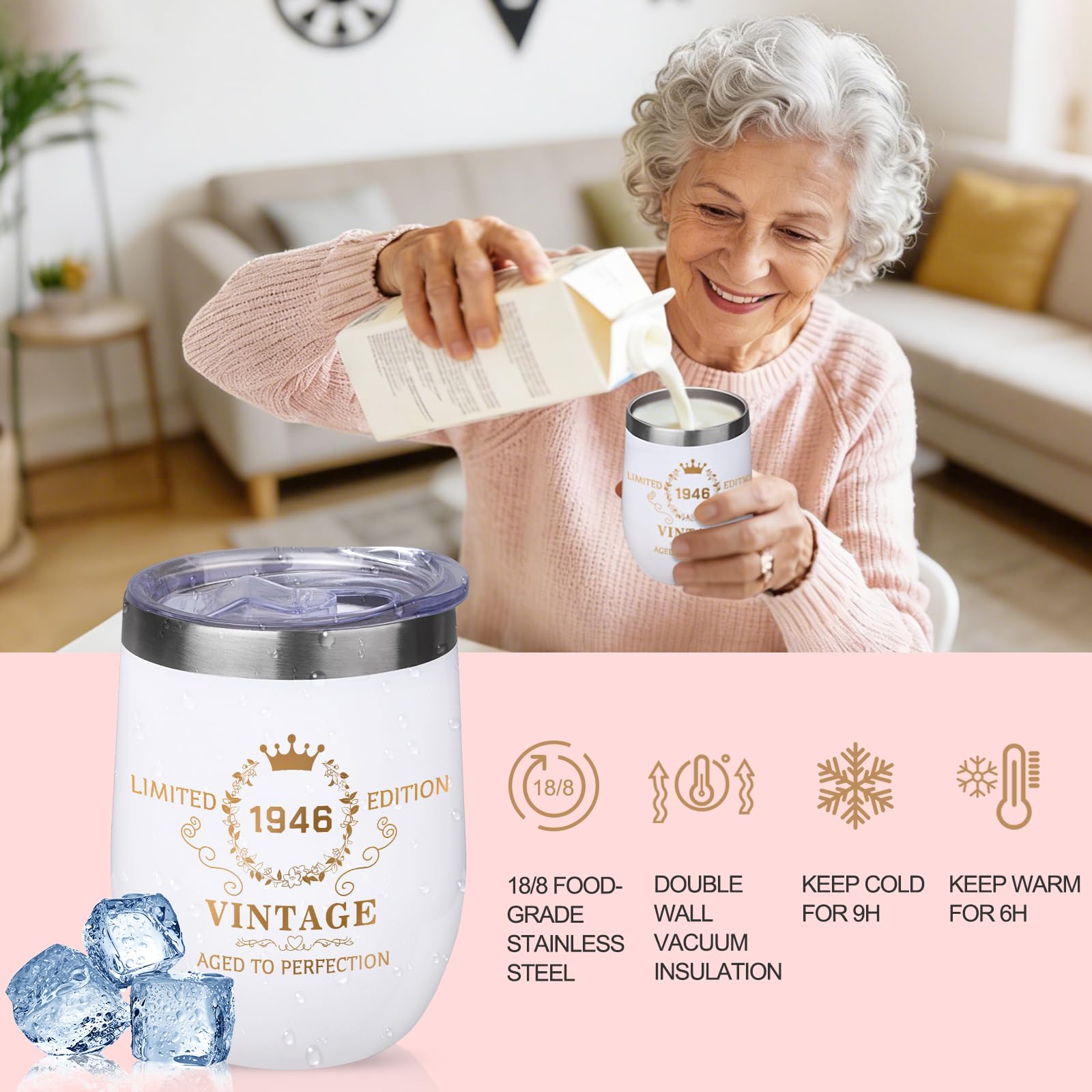 Verwöhn-Geschenke zum 80. Geburtstag für Frauen, Pflegepaket Gute Besserung, Geschenke für 80 Jahre alte Frau, 1946 Geburtstagsbox, entspannendes Spa-Set mit Becher, Decke, Poster für sie, Mutter