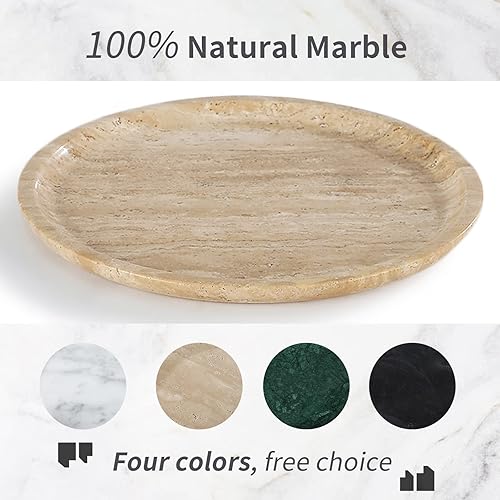 Miniatura 4 de Bandeja de almacenamiento de mármol natural de lujo, mármol genuino para decoración del hogar, bandeja de piedra para baño/cocina/tocador, sin