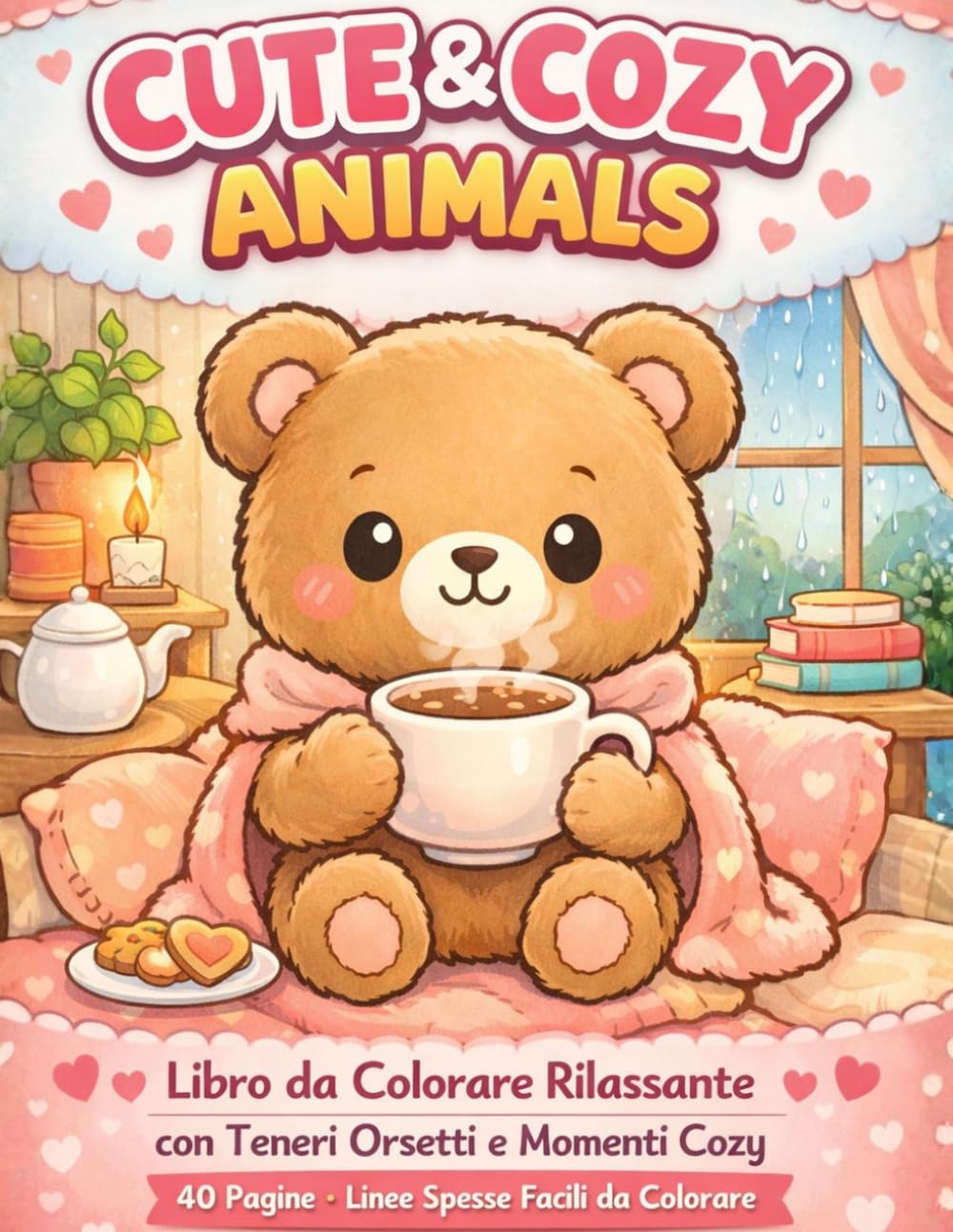 Cute & Cozy Animals: Libro da Colorare Rilassante con Teneri Orsetti e Momenti Cozy