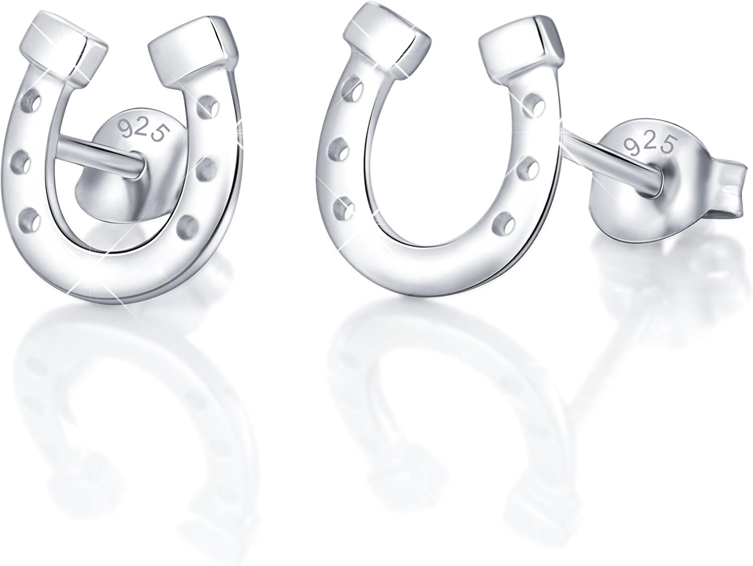 925 Sterling Silver Lucky Horseshoe Stud Earrings for Women - Image 5
