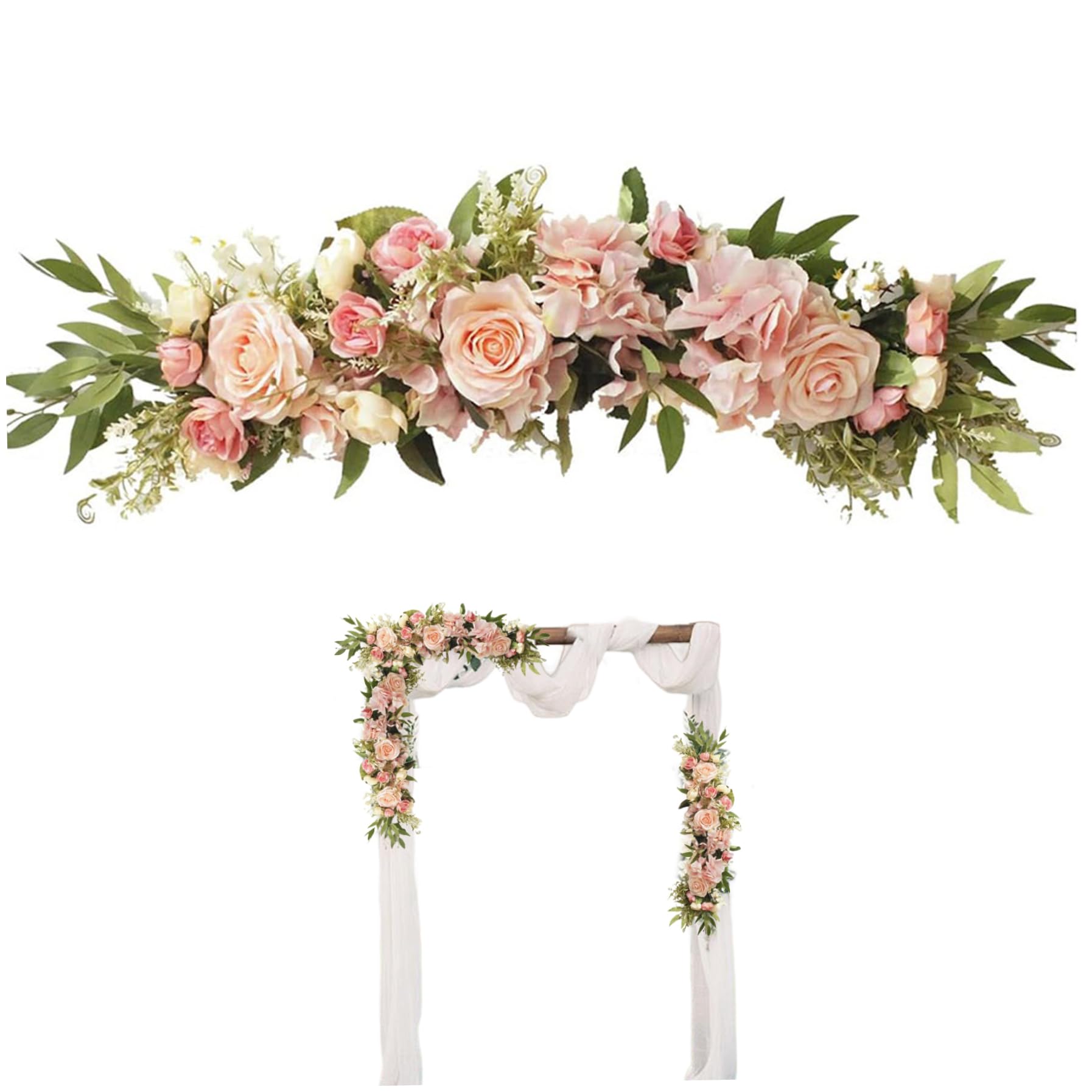 Arc de mariage fleurs artificiel rose swag floral rustique 27,6 pouces