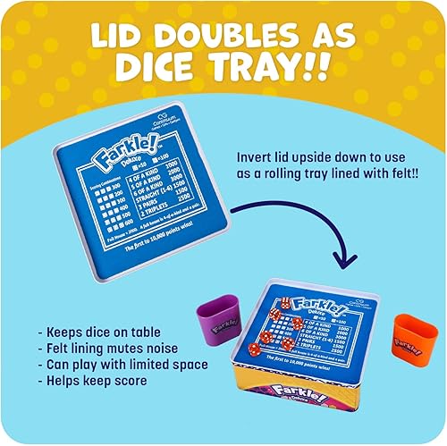 Miniatura 5 de El juego de dados Farkle Deluxe incluye 36 dados coloridos, 6 tazas rodantes, bandeja para rodar y hojas de puntuación. El clásico juego de dados