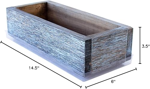 Miniatura 8 de Maceta estilo madera de granero recuperada, color marrón envejecido, aspecto rústico envejecido, para flores, hierbas y plantas de casa, maceta de