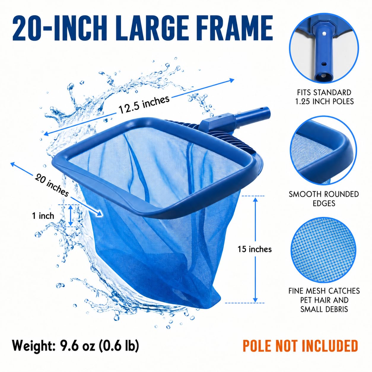 Perfect Pools Râteau à Feuilles Robuste pour Piscine | Râteau pour Jacuzzi et Piscine