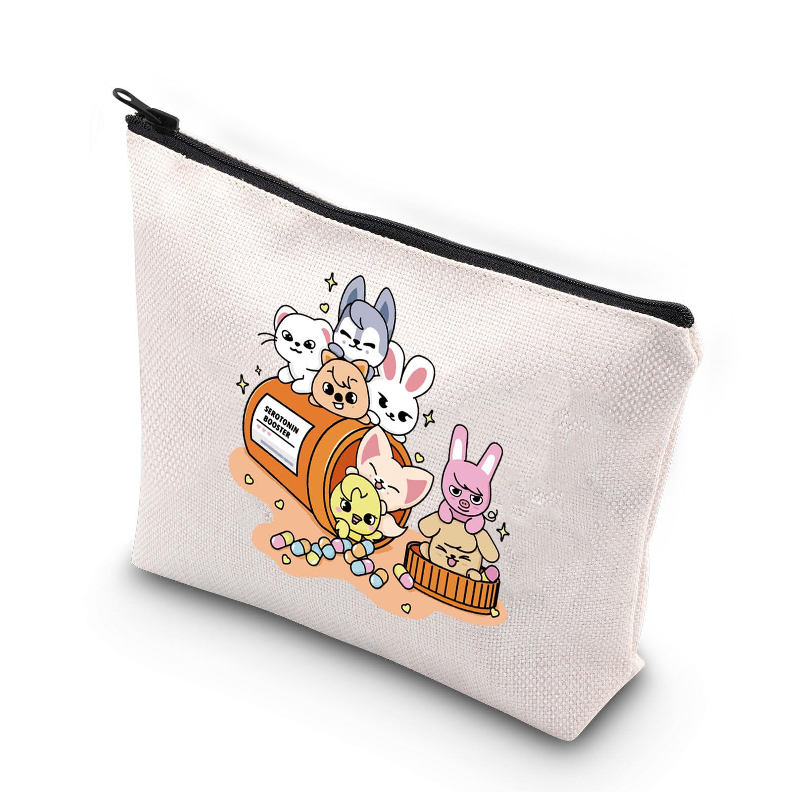 MYSOMY K-POP Group Gift SKZ Serotonin Booster Makeup Bag SKZ Characters Cosmetic Bag Stay Fandom Gift K-pop Music Lover Gift (Serotonin Booster SKZ)