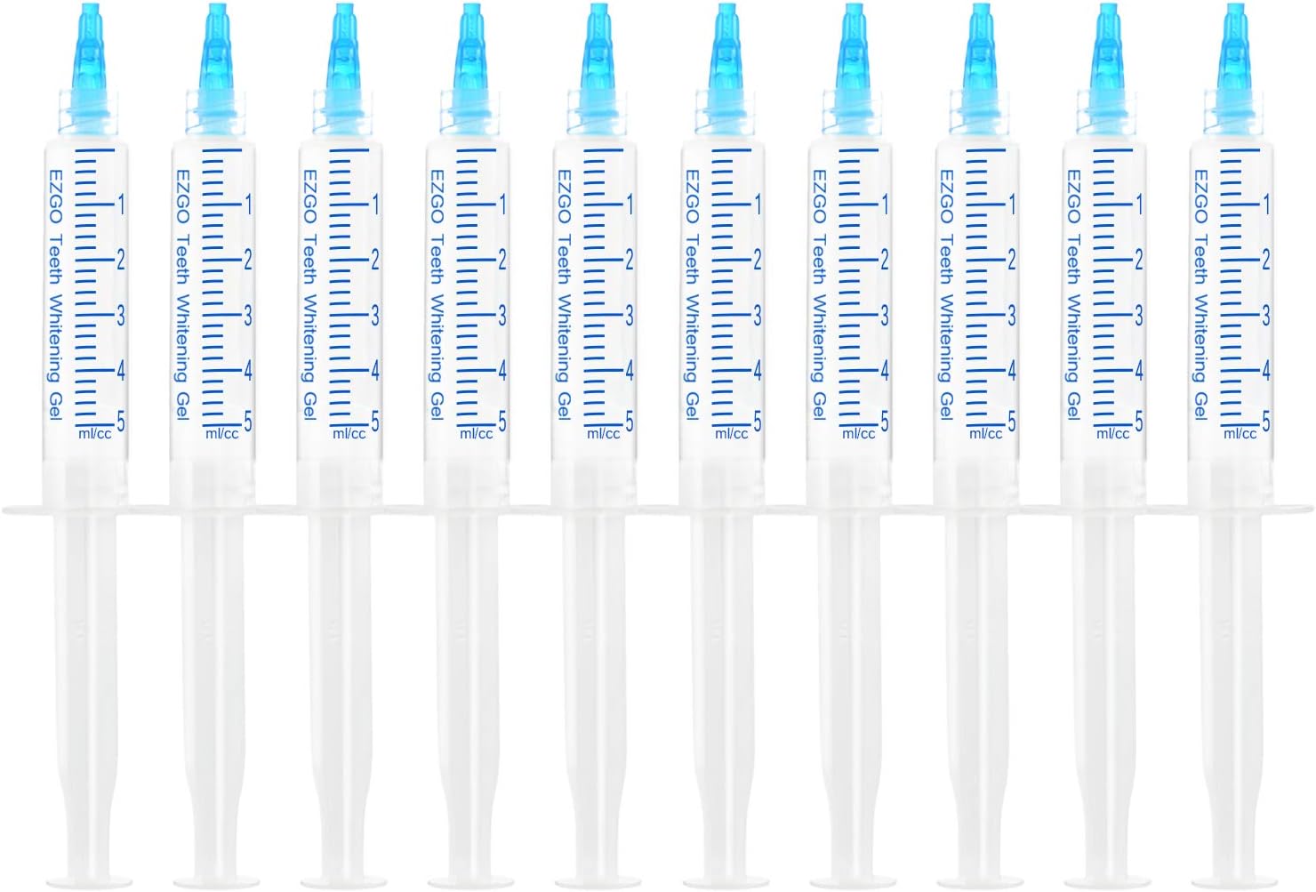 EZGO 10 Pack Teeth Whitening Gel Refills 22% Bleaching Gel, No Sensitive Teeth Whitener, Great for Sensitive Tooth Whitening, Works with Teeth Whitening LED Light and Tray (10X 5ML)