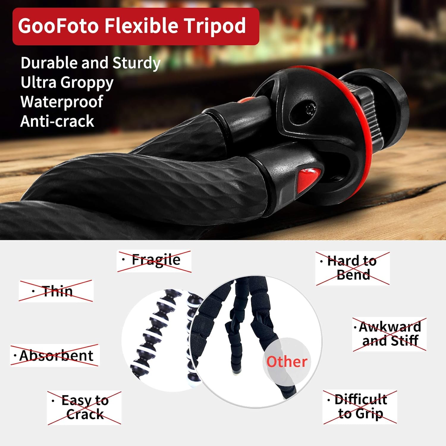 Wееklу Tор Sаlе GooFoto Flexible Cell Phone Tripod with Wireless Remote Shutter & Universal Phone Mount, Bendable Mini Tripod Stand Holder Compatible with iPhone/Android Phone/Cameras