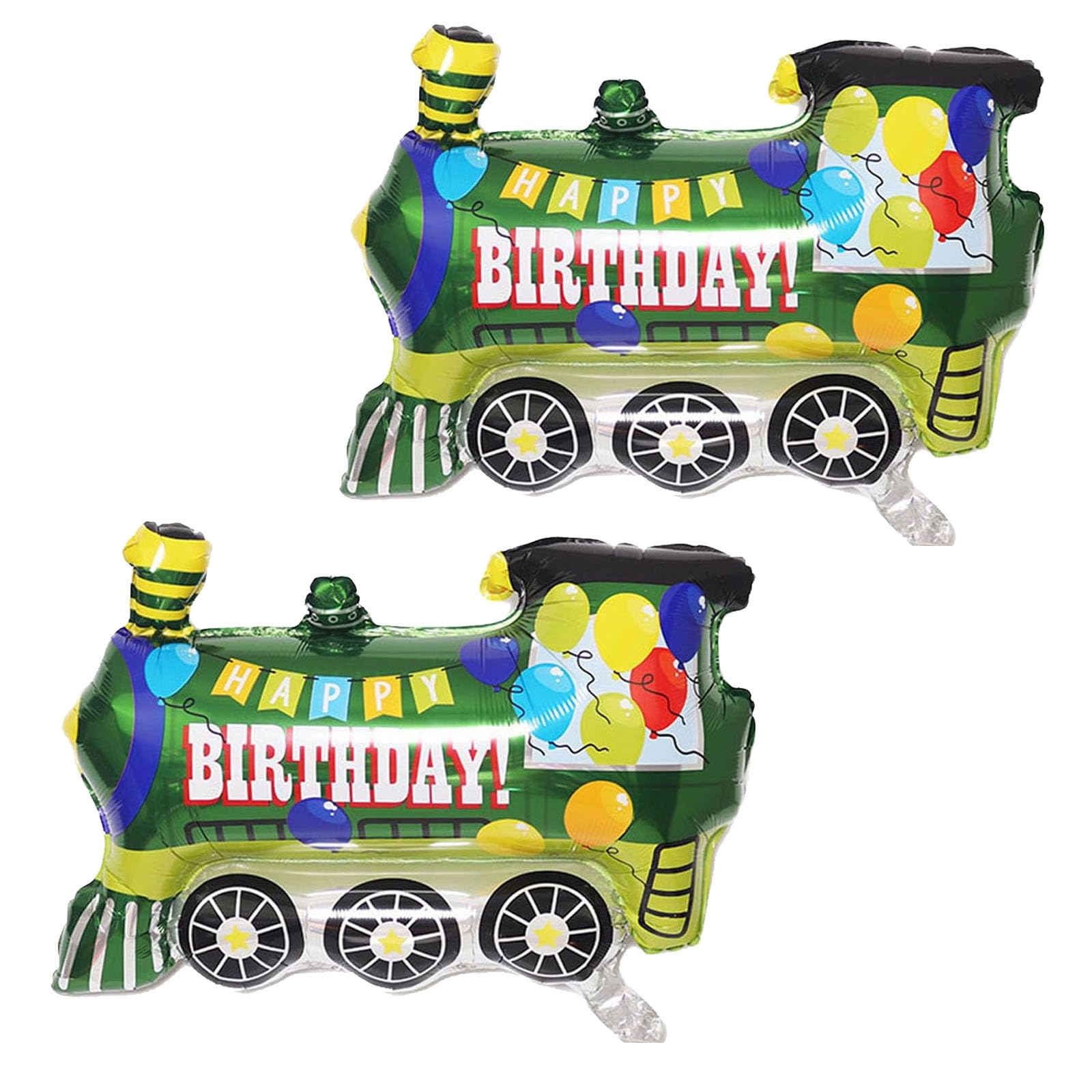 GOTPASS 2PCS Jumbo Train Foil Balloons Train Themed Party Supplies Happy Birthday Foil Balloons Baby Shower Birthday Party Decorations