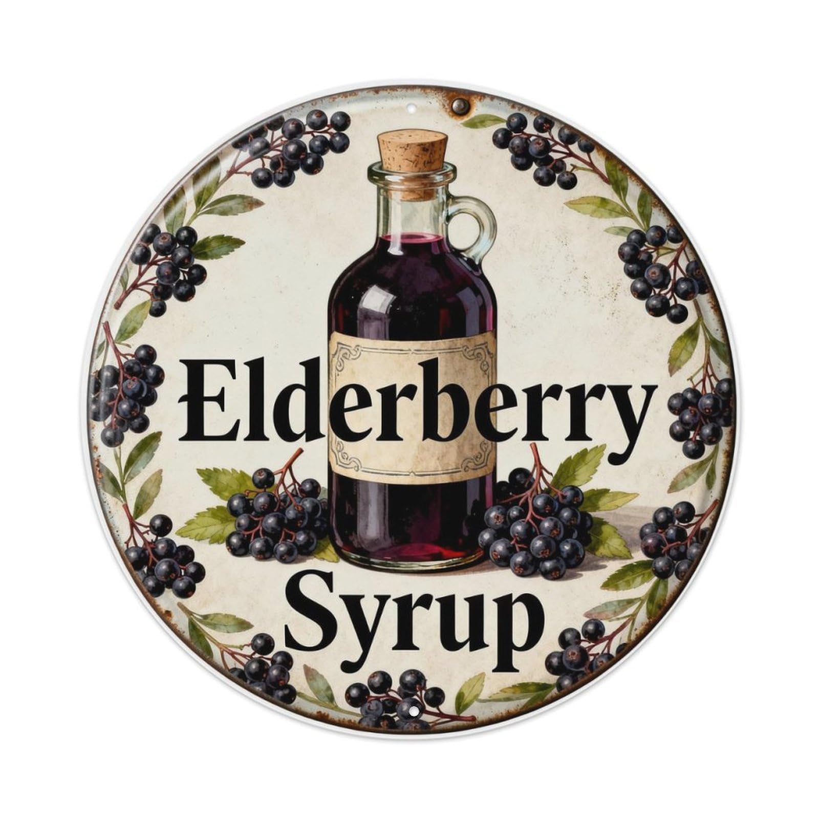 Elderberry Syrup Metal Tin Sign Plaque