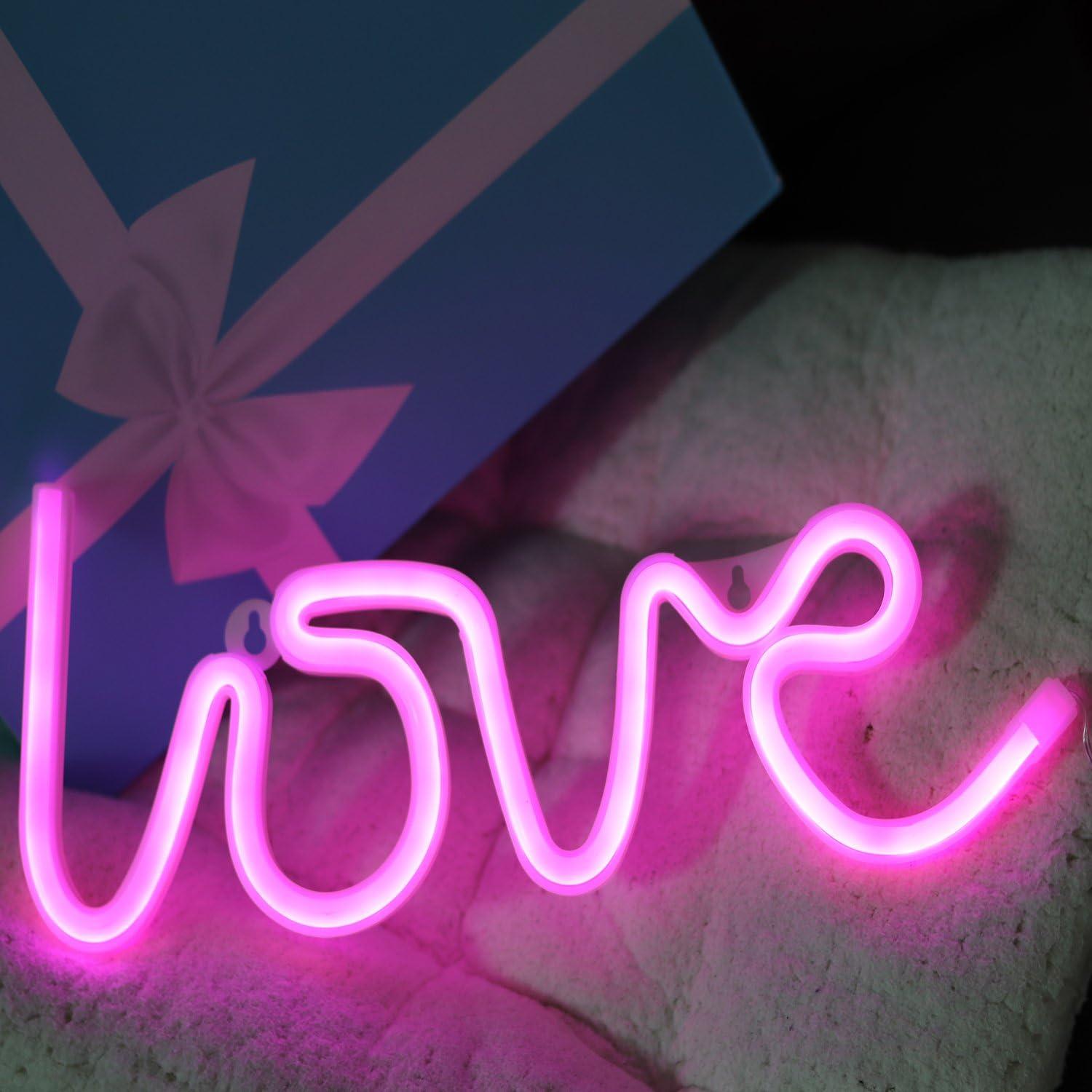 Neon Signs Love Letters Pink LED Decorative Night Light for Bedroom Wall décor Light for Wedding Valentine's day Pub Battery Operated and USB Powered Neon Light(NELOV2)