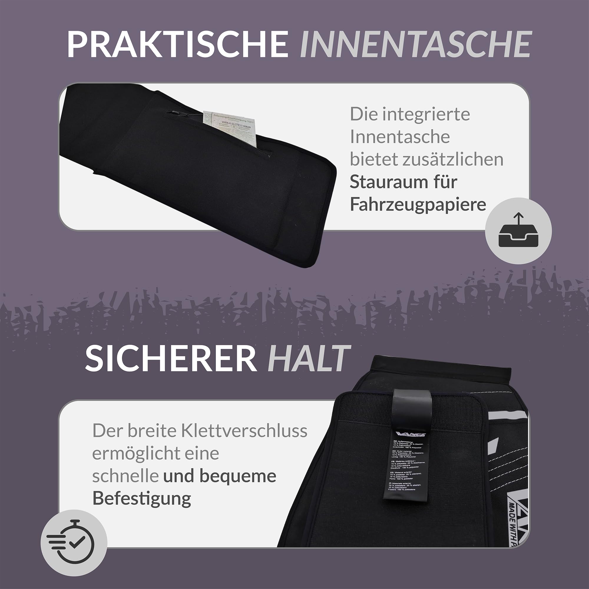 Nierengurt / Nierenwärmer VANEZ Damen & Herren, schwarz kompatibel für Motorrad, Roller, Moped, Quad, Mofa, Outdoor, Universal Rückenprotektor