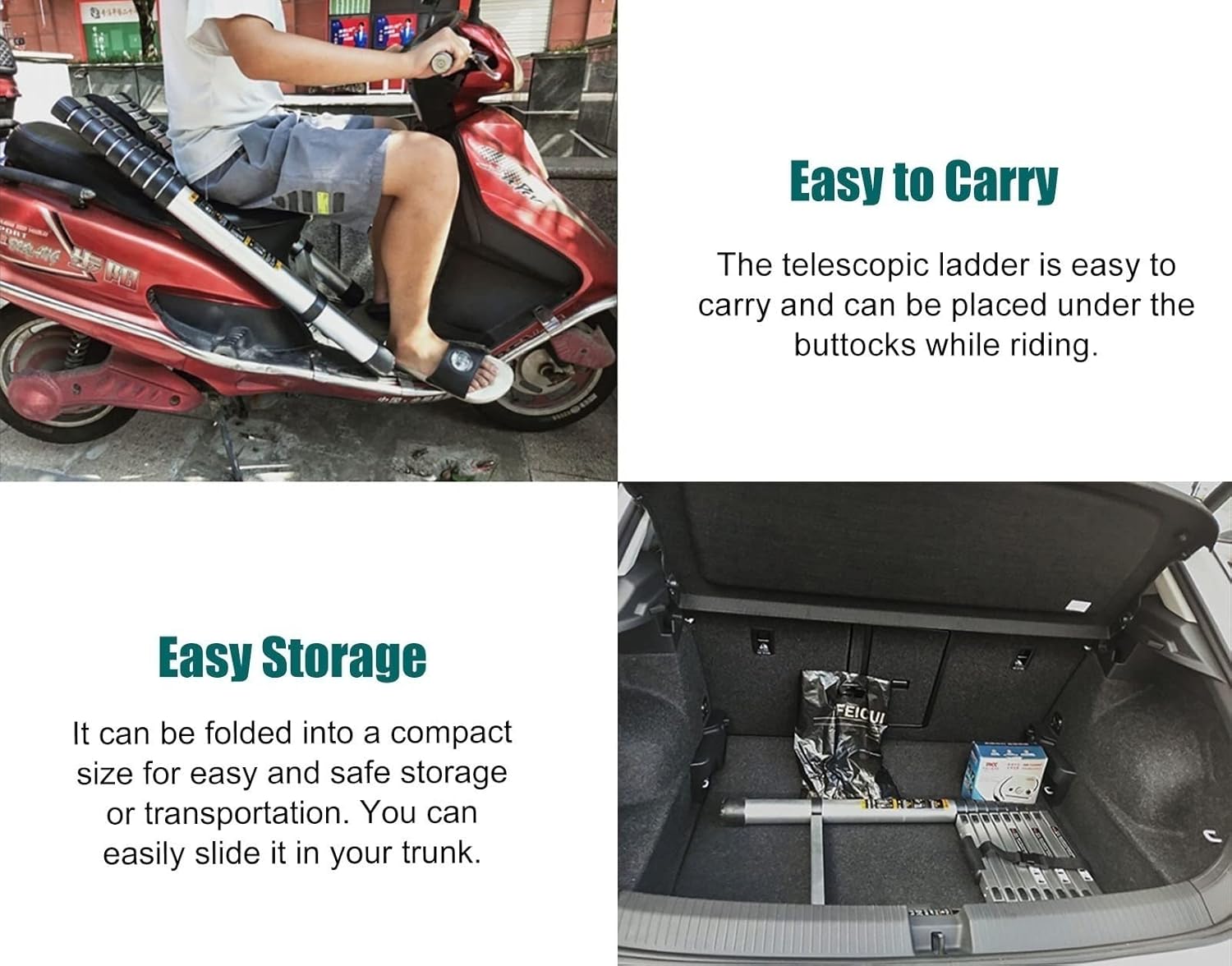 Telescopic Ladder Industrial-Grade Extension Ladder for Home/Office/Work/Rooftops, Portable Multi-Purpose Retraction Collapsible Ladder, Supports 150kg