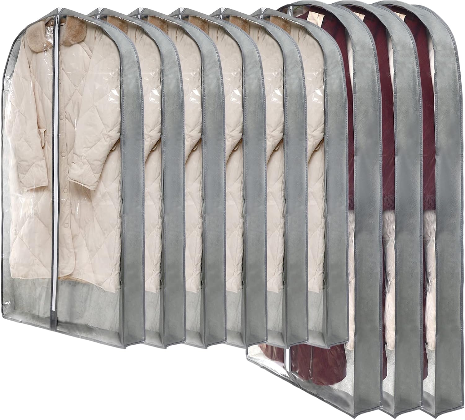 12 Pcs 40, 50 Inch Garment Bags for Hanging Clothes Clear