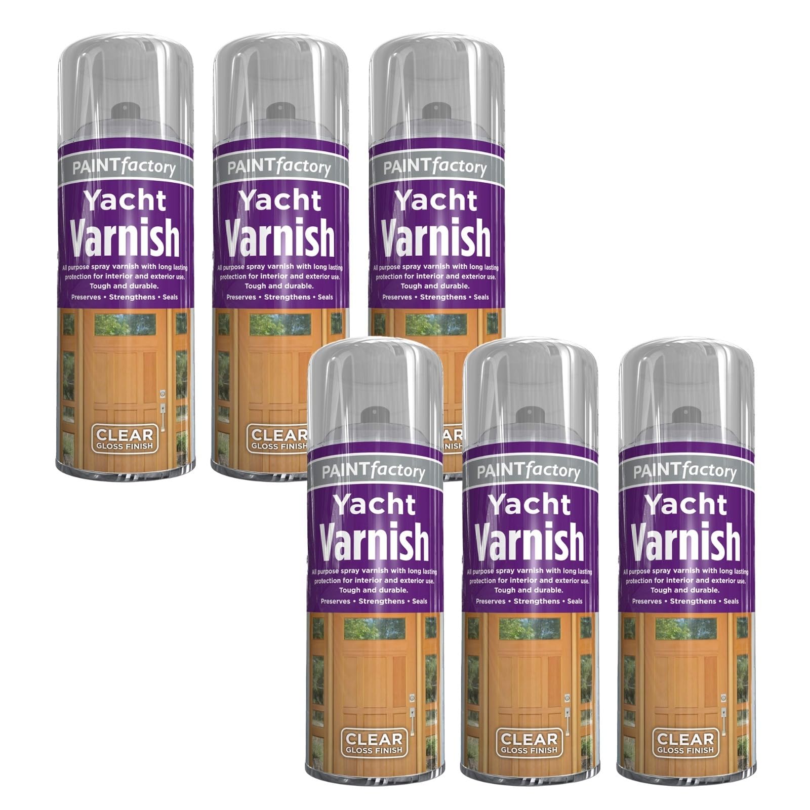 SDMAX All Purpose Yacht Varnish Professional, Gloss Finish Spray, Glossy Varnish Spray, Clear Varnish Spray, All Purpose Wood Varnish Spray Paint, 250ml (6 Pcs)