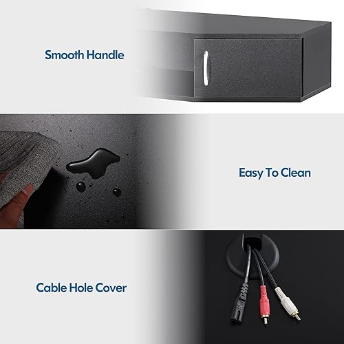 Miniatura 4 de FITUEYES Soporte flotante para TV montado en la pared, centro de entretenimiento, consola multimedia de nogal con puertas de gabinete, componente