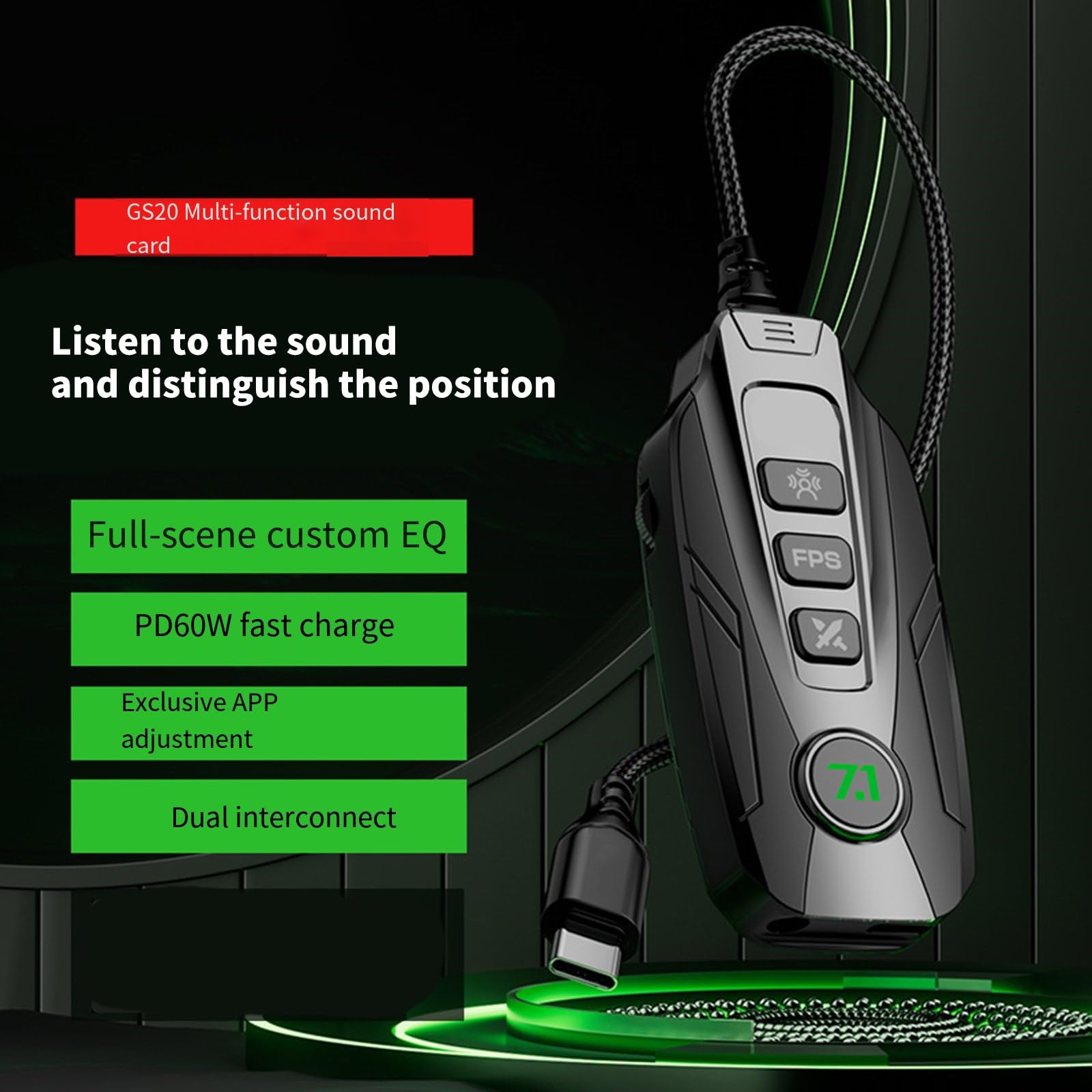 Easy - Tarjeta de sonido USB pequeña de 7.1 canales, adaptador de tarjeta de sonido externa para dispositivos de amplia compatibilidad en segunda fuente de sonido negra