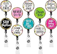 Vista 1 de Whaline 10 piezas de carretes retráctiles motivacionales con clips de cocodrilo para regreso a la escuela, coloridos carretes de identificación