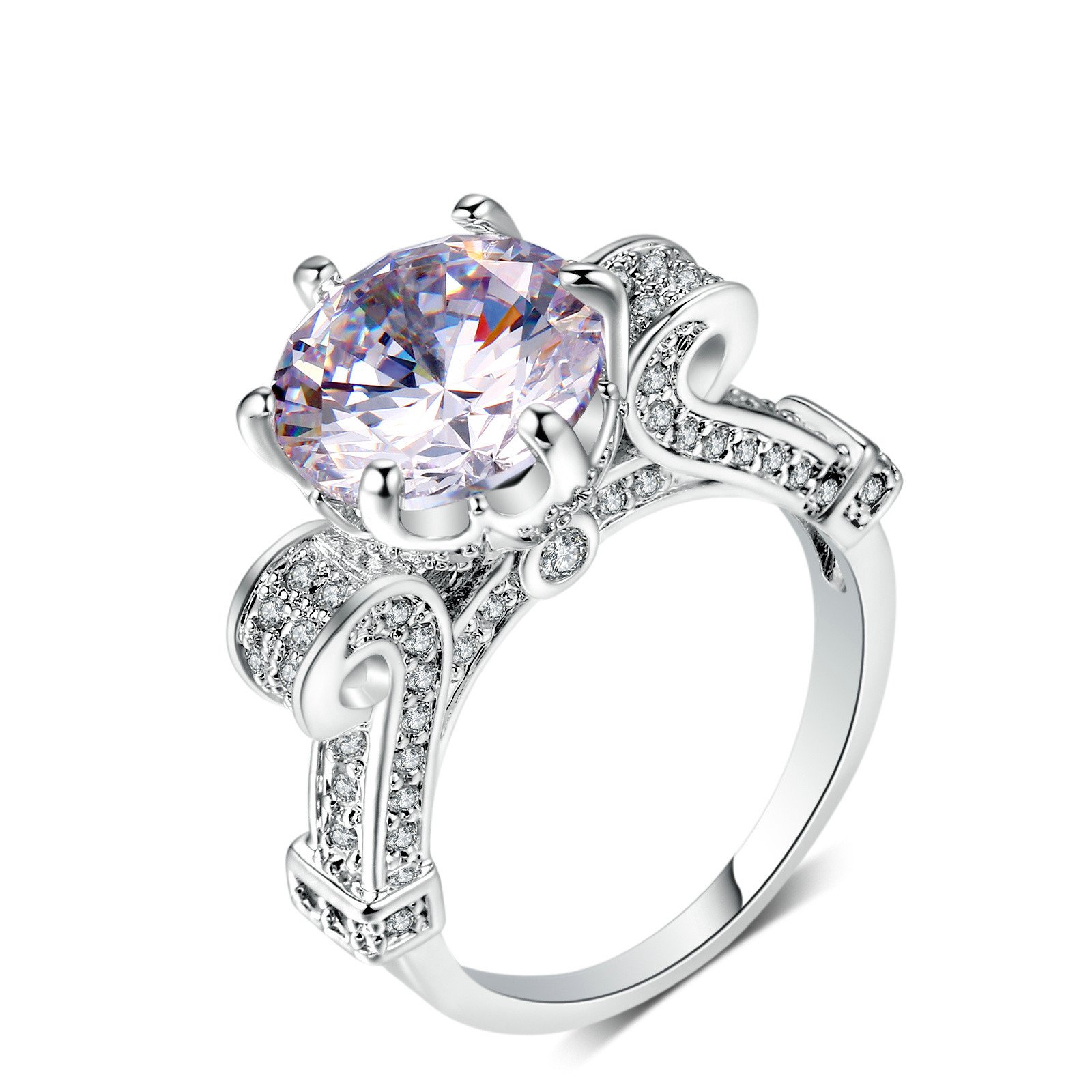 TenFitrings 3CT Clear CZ Diamond Rings For women Wedding engagement Jewelry