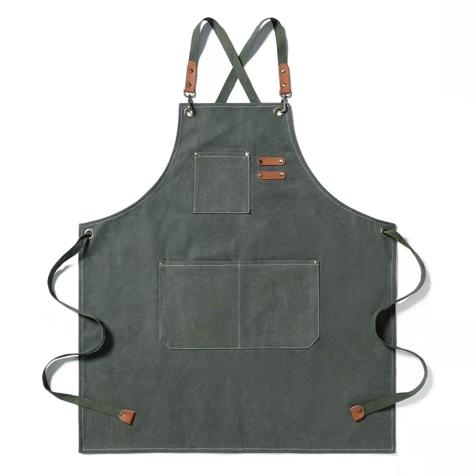 Siyano Unisex Green Aprons For Men Women With Pockets, Canvas Heavy Duty Aprons For Men Women Adults, Waxed Apron, Welding Woodworking Workshop Gardening Blacksmith Work Apron,