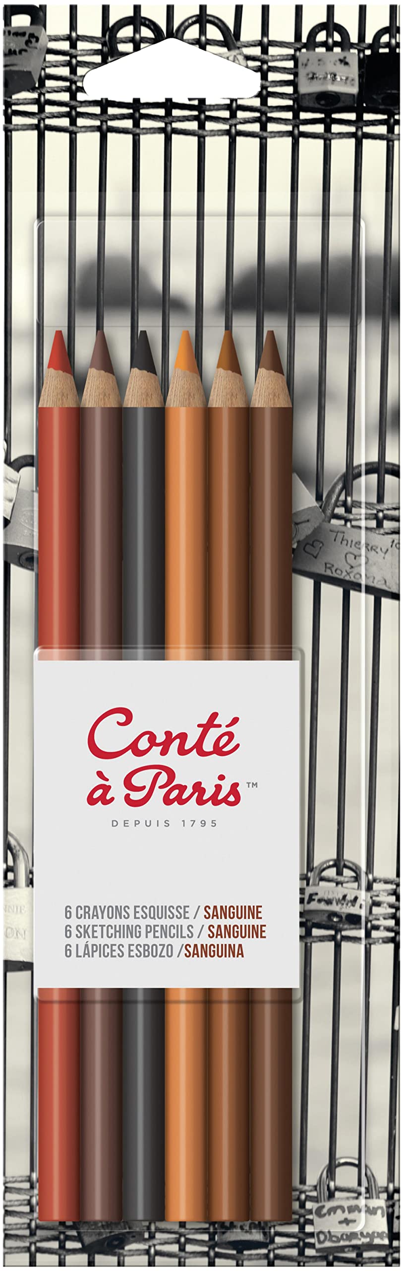 Conté à Paris Sketching Pencil - Sanguine (Pack of 6),White