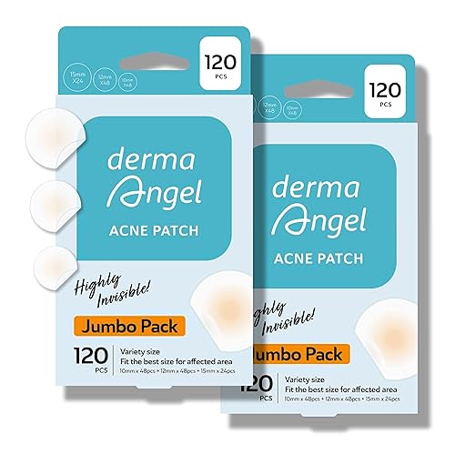 DERMA ANGEL Parches para el acné para la cara ultra invisibles, parches de espinillas para la cara, parches hidrocoloides, parches de granos,