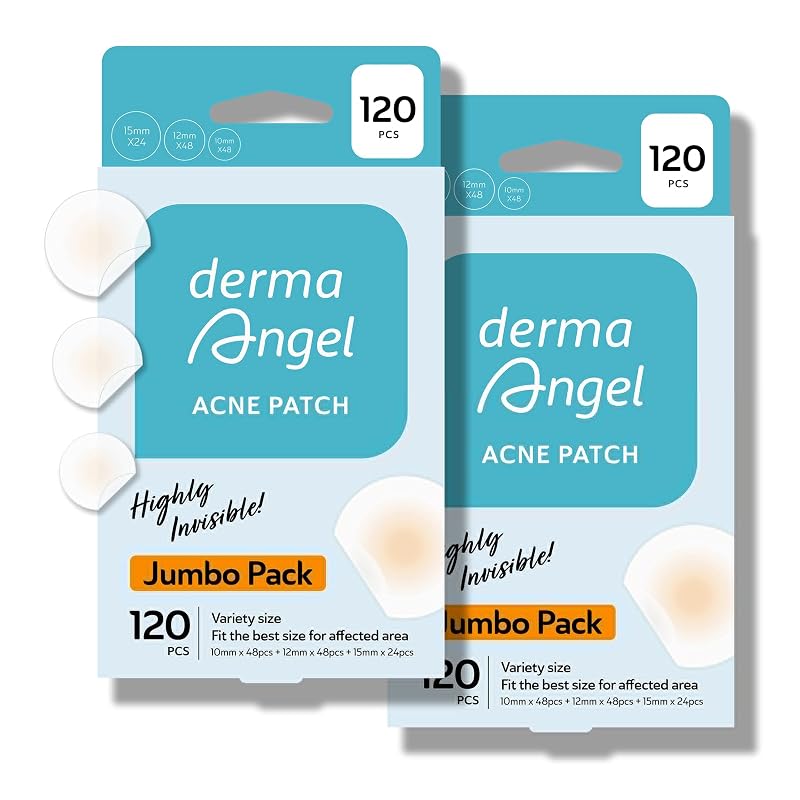 DERMA ANGEL Adesivos hidrocoloides para uso diurno e noturno, 3 tamanhos, 240 unidades