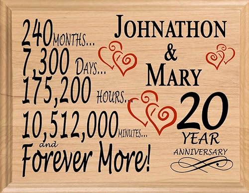 Miniatura 70 de Placa de regalo personalizada para el primer aniversario, regalo de boda para esposa, marido, pareja, él, ella, madera maciza, fabricado en los