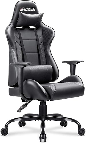Homall Silla de oficina para videojuegos, silla de computadora con respaldo alto, silla de escritorio de carreras de piel sintética, asiento